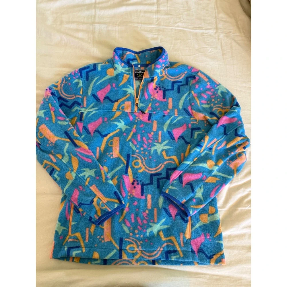 Chubbies The Apres Party Fleece Quarter Zip Pullover XXL Retro Vaporwave Y2K‎